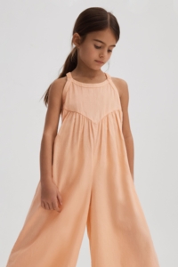 Daphne – Peach Junior Cotton Linen Jumpsuit