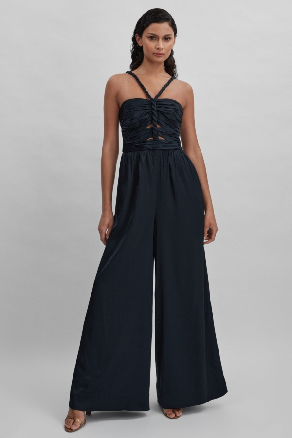 Amur Ruche Detail Wide Leg Jumpsuit