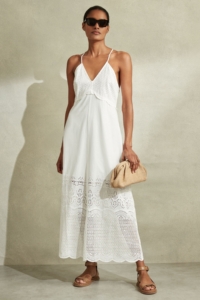 Tate – White Cotton Broderie Maxi Dress