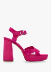 OSEY Villa Funsi Fuchsia Suede Block Heel Platform Sandals Size: 35, C