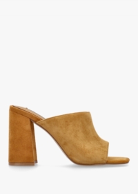 OSEY Villa Loki Mustard Suede Block Heel Mules Size: 40, Colour: Tan S