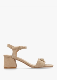 OSEY Villa Surry Beige Suede Block Heel Sandals Size: 35, Colour: Beig