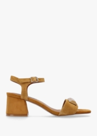 OSEY Villa Surry Mustard Suede Block Heel Sandals Size: 40, Colour: Ta