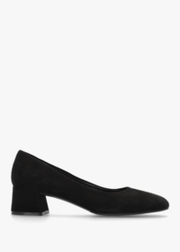 PREZIOSO Ballata Black Suede Block Heel Court Shoes Size: 40, Colour: