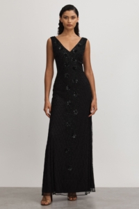 Raishma Embellished Mesh Black Maxi Dress