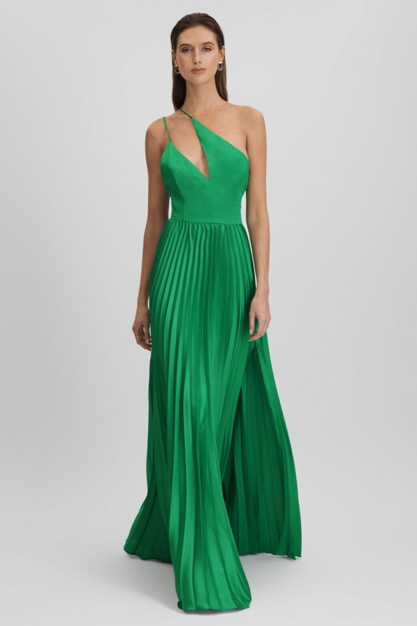 Amur One Shoulder Satin Maxi Dress