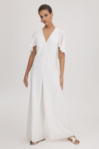 Florere Cape Wide Leg Bridal Jumpsuit