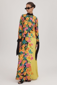 Florere Printed Tie Cuff Maxi Dress