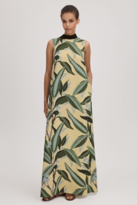 Florere Printed High Neck Maxi Dress