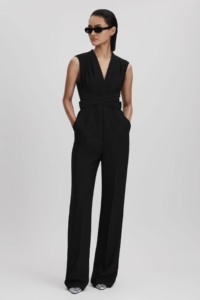 Riyo – Black Fitted Belt Strap Jumpsuit