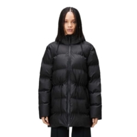 Rains Womens Black Alta Puffer Parka Jacket