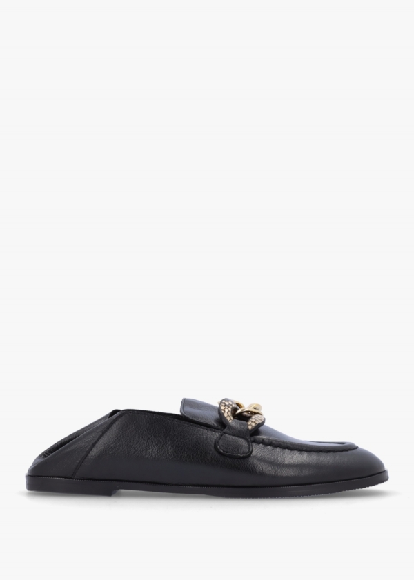 SEE BY CHLOE Chain Link Black Leather Loafers Colour: Black Leather