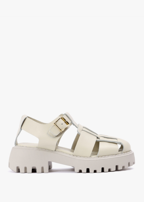 SHOE THE BEAR Womens Posey Fishermen Sandal in Off White Size: 38