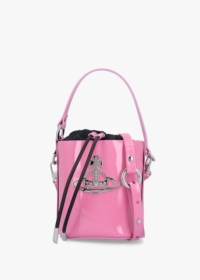 VIVIENNE WESTWOOD Small Daisy Pink Patent Leather Drawstring Bucket Ba