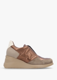 WONDERS South Bronze Leather & Suede Wedge Trainers Colour: Bzm, Size: