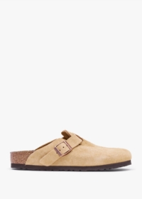 BIRKENSTOCK Boston Latte Cream Suede Leather Clogs Colour: Beige Suede