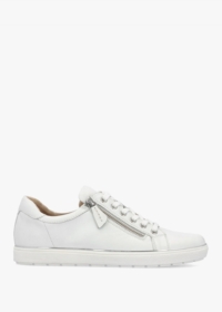 CAPRICE White Leather Side Zip Trainers Size: 5.5, Colour: White Leath