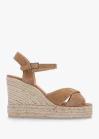 CASTANER Blaudell Tan Suede High Wedge Espadrille Sandals Size: 36, Co