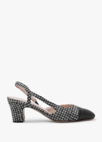 DANIEL Akira Black Houndstooth Block Heel Slingbacks Colour: Black Lea