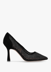 DANIEL Alma Black Crystal Mesh Heeled Court Shoes Size: 41, Colour: Bl