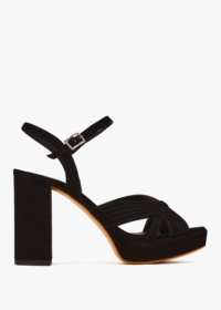 DANIEL Aloha Black Suede Platform Heeled Sandals Size: 37, Colour: Bla