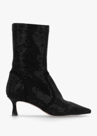 DANIEL April Black Crystal Embellished Kitten Heel Ankle Boots Colour: