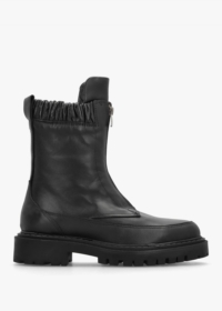 DANIEL Bailey Black Leather Front Zip Ankle Boots Colour: Black Leathe