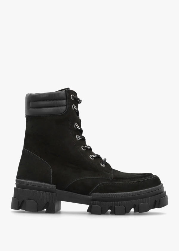 DANIEL Betro Black Nubuck Leather Chunky Ankle Boots Colour: Black Lea