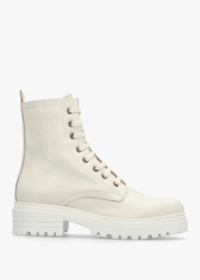 DANIEL Bicky Off White Leather Lace Up Ankle Boots Size: 41, Colour: W