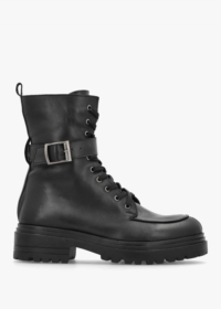 DANIEL Boman Black Leather Lace Up Biker Boots Colour: Black Leather,