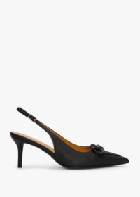 DANIEL Eppie Black Leather Mid Heel Sling Back Shoes Colour: Black Lea