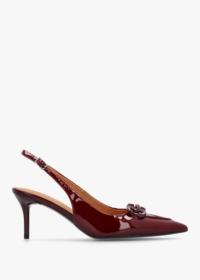 DANIEL Eppie Burgundy Patent Leather Mid Heel Sling Back Shoes Size: 4