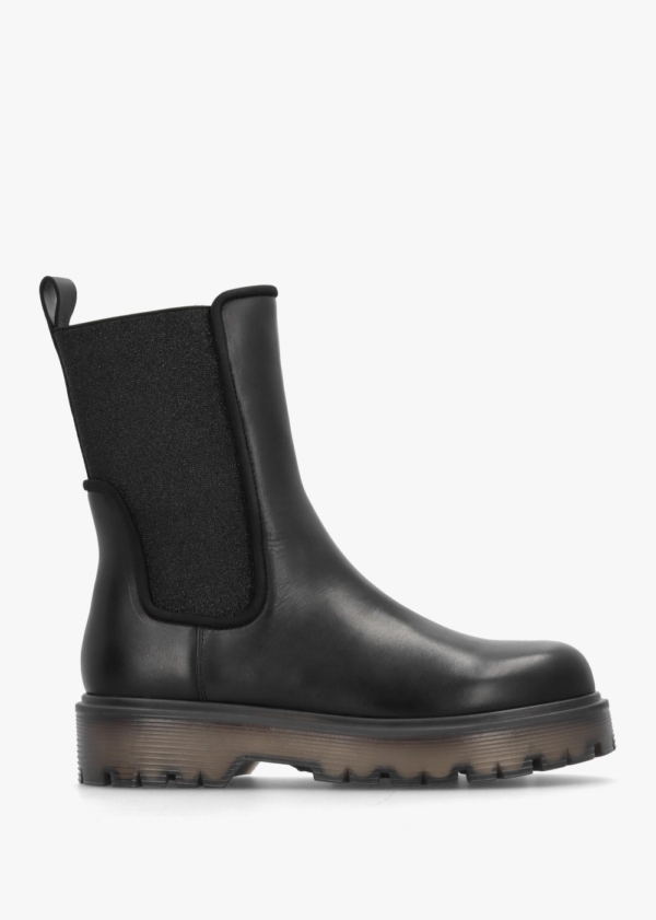 DANIEL Ezzie Black Leather Tall Chelsea Boots Colour: Black Leather