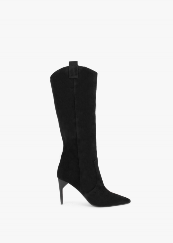 DANIEL Feeha Black Suede Elegant Western Knee Boots Size: 39