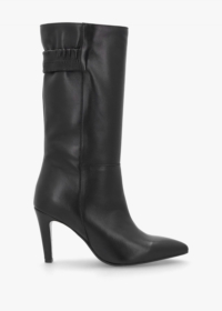 DANIEL Gardenia 80's Black Leather Elasticated Back Heeled Calf Boots