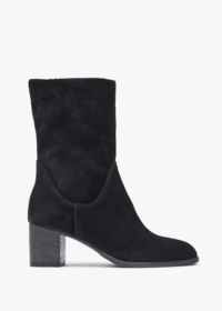 DANIEL Gigi Black Suede Block Heel Calf Boots  Size: 41, Colour: Black