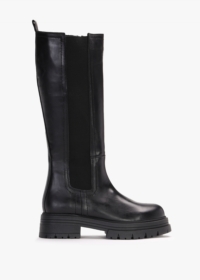 DANIEL Issa Black Leather Knee High Chelsea Boots Colour: Black Leathe