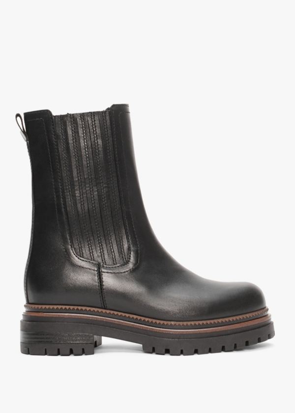 DANIEL Ivory Black Leather Tall Chelsea Boots Colour: Black Leather