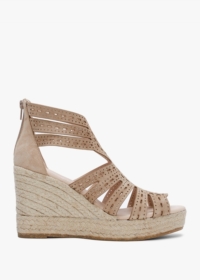 DANIEL Kimmy Beige Suede Laser Cut Wedge Espadrilles Colour: Beige Sue