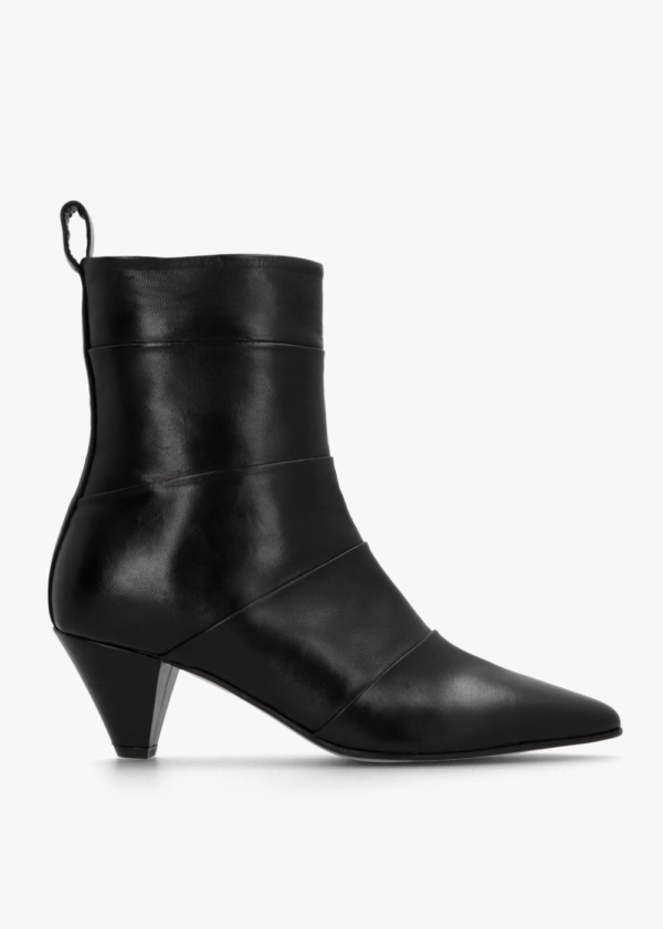 DANIEL Napel Black Leather Pannel Cone Heel Ankle Boots Colour: Black