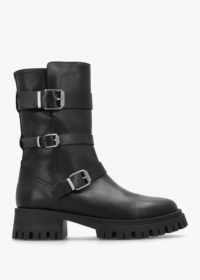 DANIEL Niker Black Leather Tall Biker Boots Colour: Black Leather, Siz