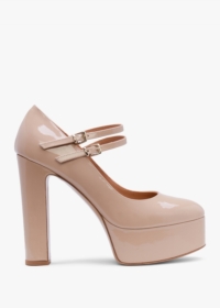 DANIEL Nomary Nude Patent Leather Platform Heeled May Janes Size: 41,