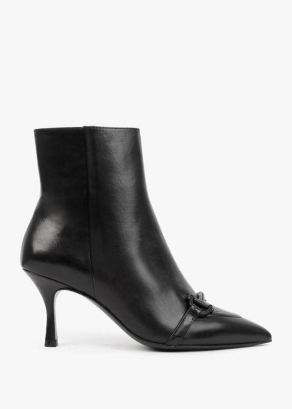 DANIEL Nuckle Black Leather Horsebit Ankle Boots Colour: Black Leather