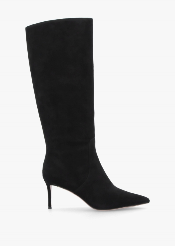 DANIEL Saffia Black Suede Slim Heel Knee Boots Size: 41