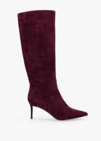 DANIEL Saffia Burgundy Suede Slim Heel Knee Boots Size: 41, Colour: Bu