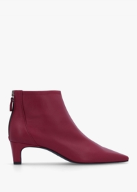 DANIEL Sedda Burgundy Leather Low Heel Ankle Boots Size: 41, Colour: R