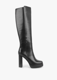 DANIEL Sippy Black Leather Platform Knee Boots Colour: Black Leather,