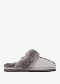 DANIEL Soglit Silver Sheepskin Slippers Size: 38, Colour: Silver Metal