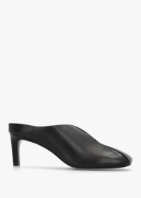 DANIEL Squad Black Leather Square Toe Heeled Mules Colour: Black Leath