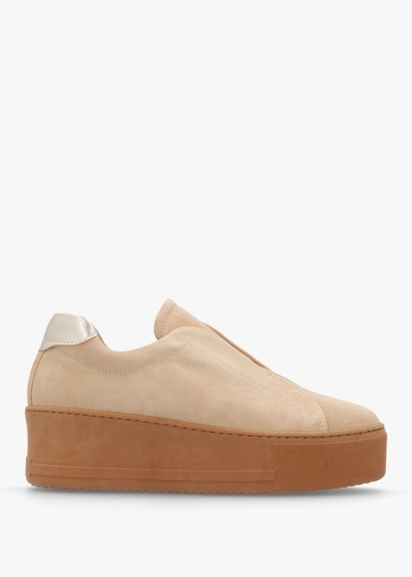 DANIEL Tred Beige Suede Laceless Flatform Trainers Colour: Beige Suede